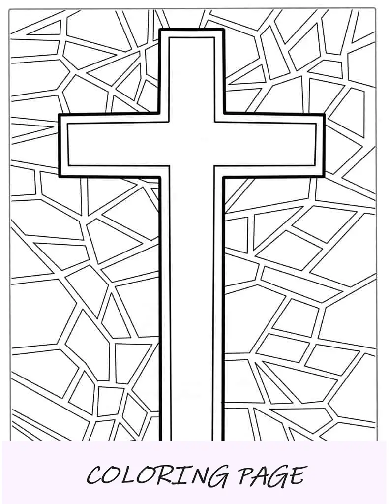 Cruz de vitral fácil de colorir para crianças
