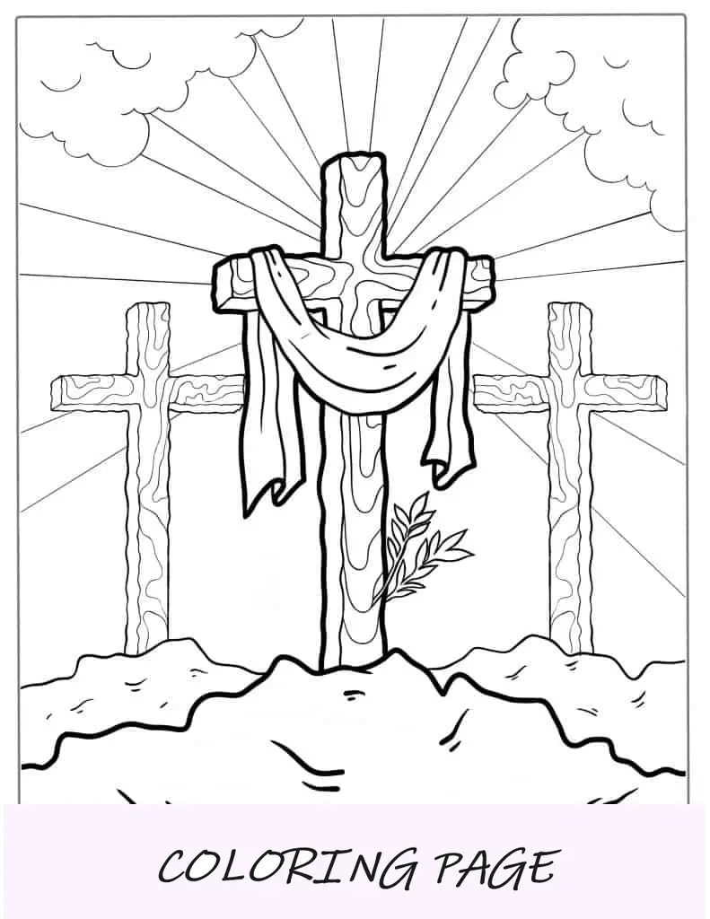 Três cruzes de madeira para colorir