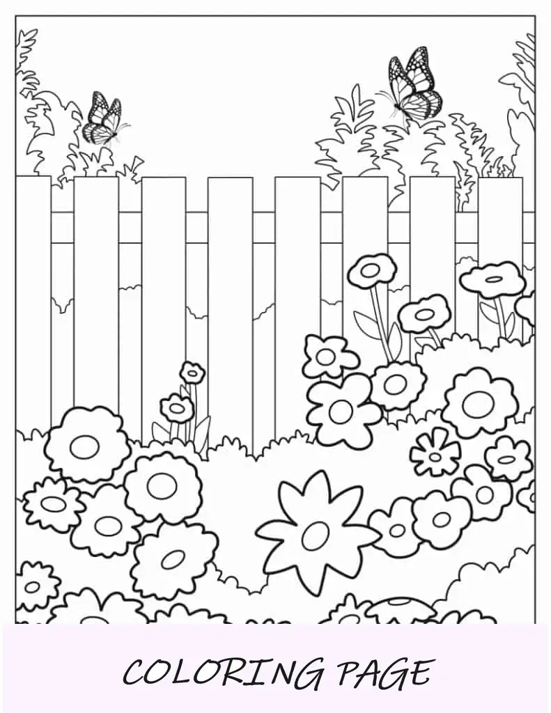 Jardín de mariposas para colorear para niños