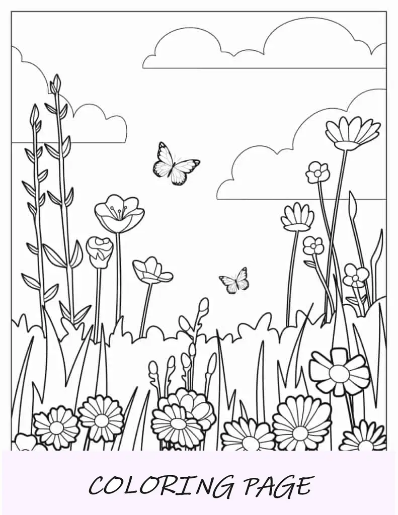 Flores silvestres con mariposa