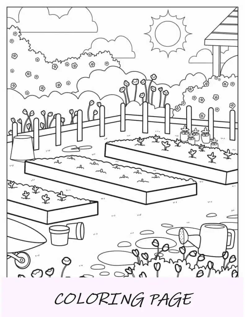 Jardín de flores para colorear para niños pequeños