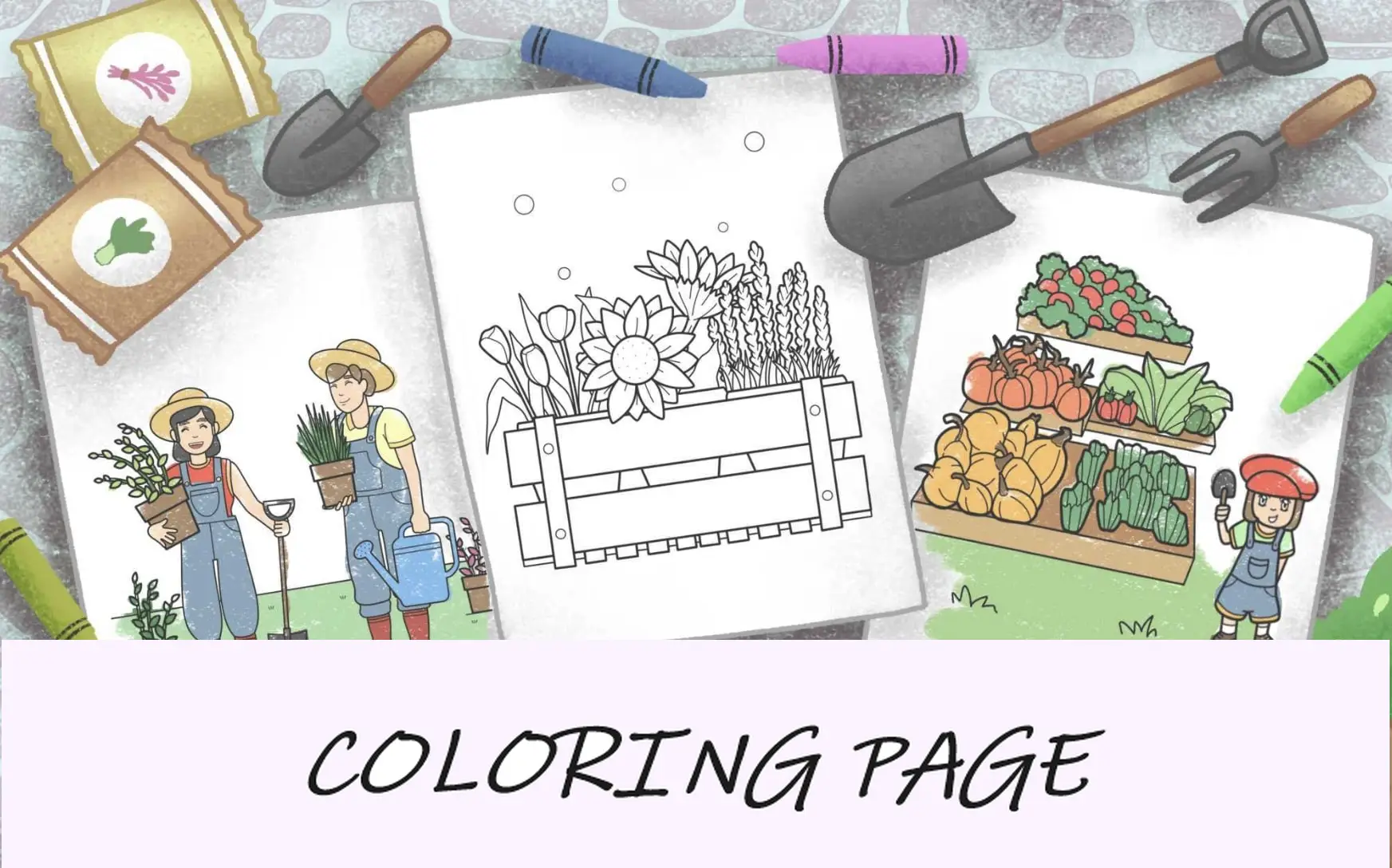 Imagen destacada de páginas para colorear de jardín.