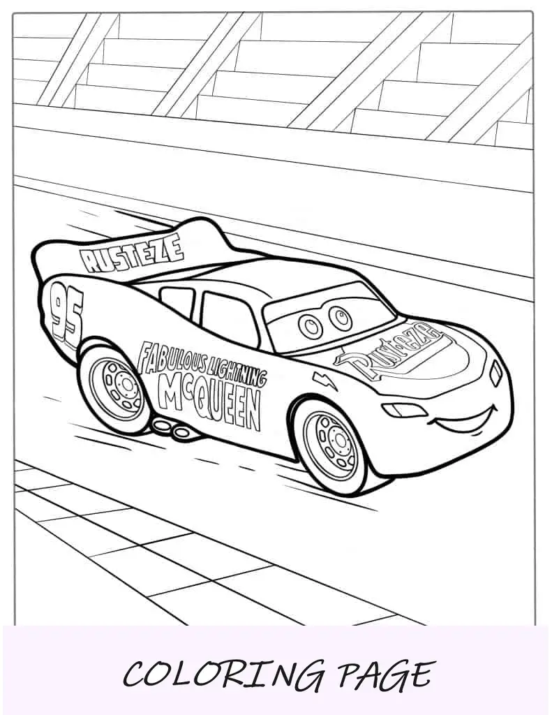 Folha para colorir simples do Relâmpago McQueen