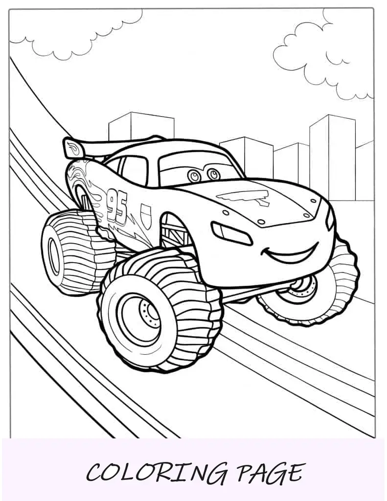 Página para colorir do Monster Truck Relâmpago McQueen
