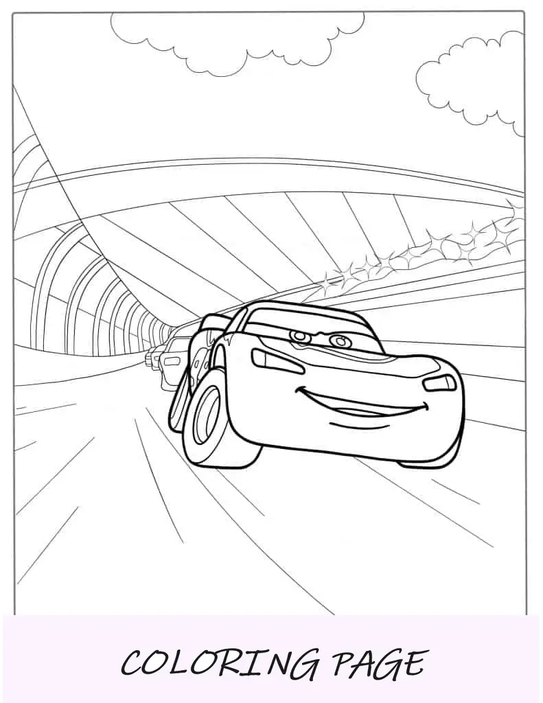 Folha para colorir da McQueen Racing na Piston Cup