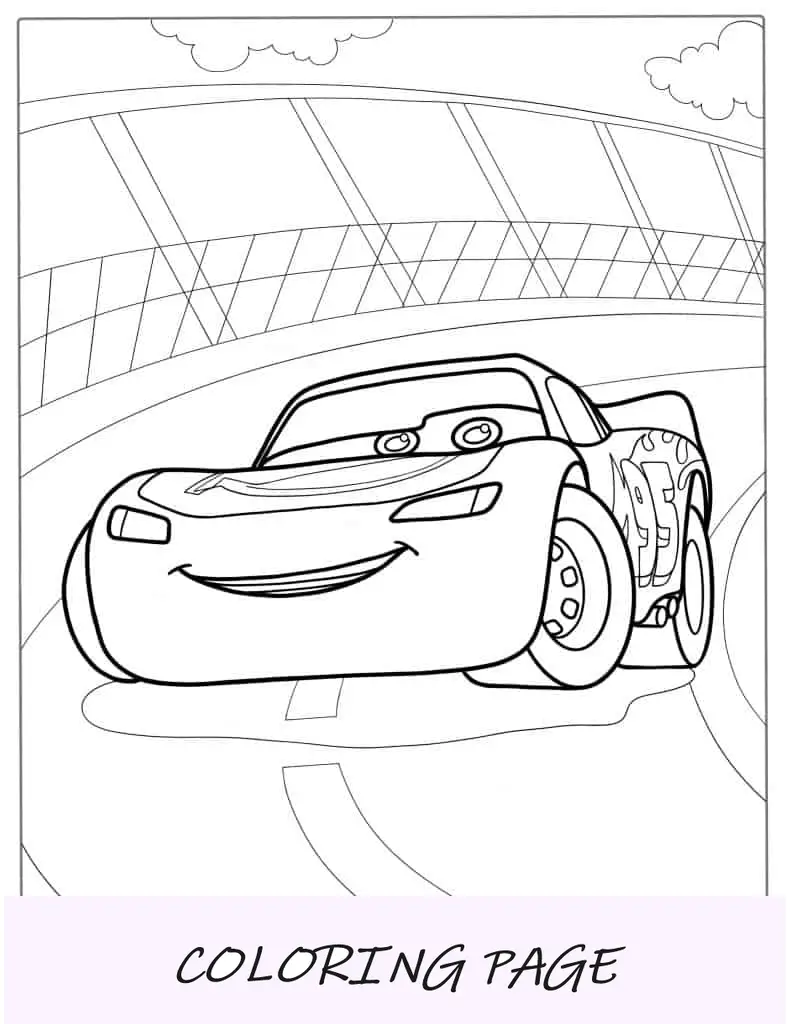 Página para colorir fácil do Relâmpago McQueen