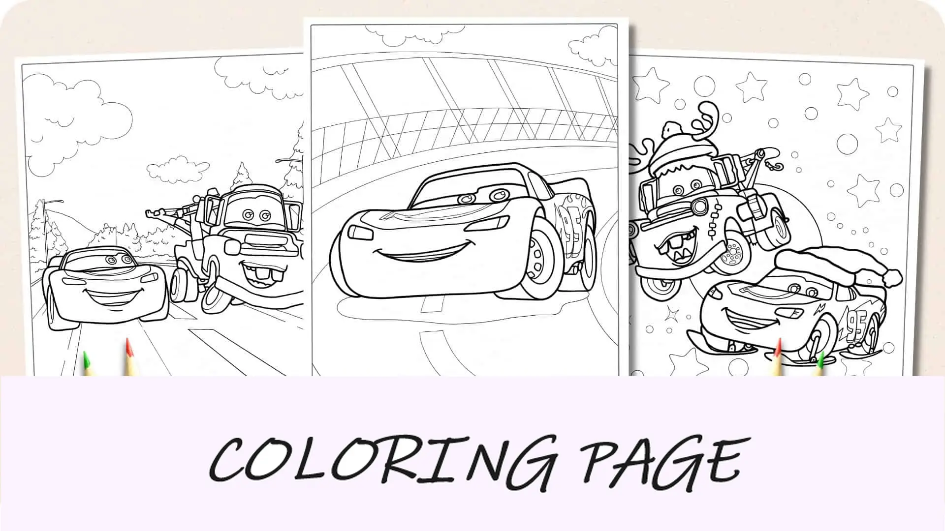 Imagem em destaque das páginas para colorir do Relâmpago McQueen