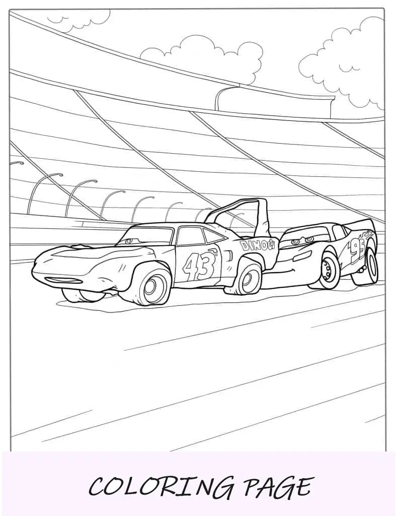Folha para colorir de McQueen e Sally em Radiator Springs