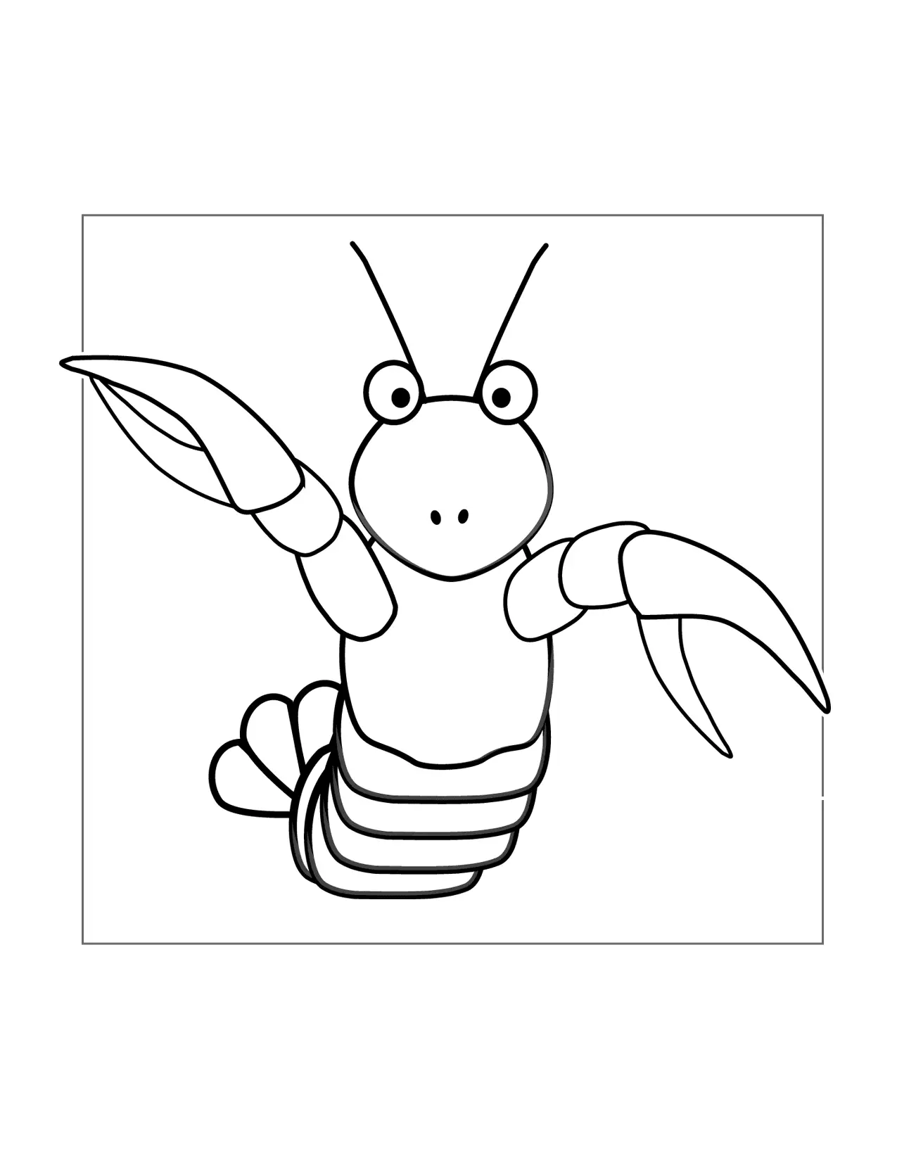 Cute Cartoon Lobster Coloring Page