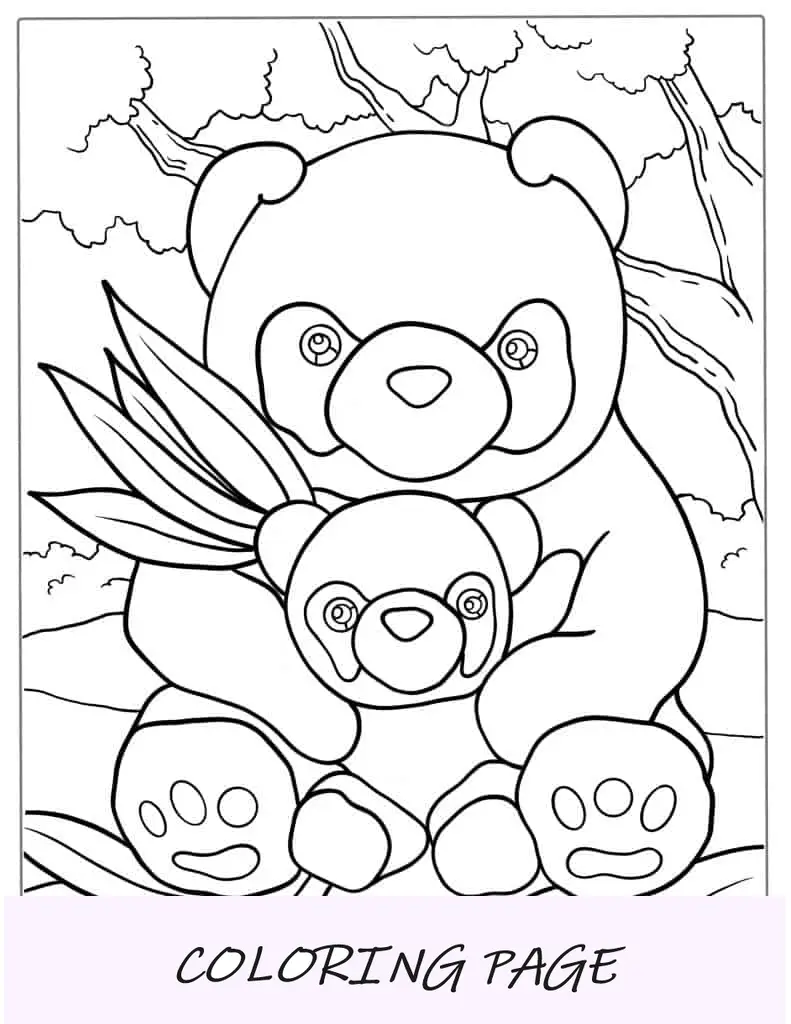 Panda dos desenhos animados com coloração de bebê para crianças