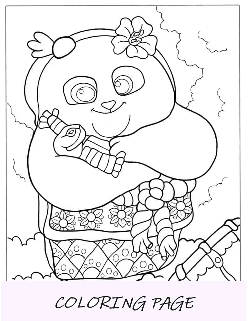 Página para colorir do Po do Kung Fu Panda