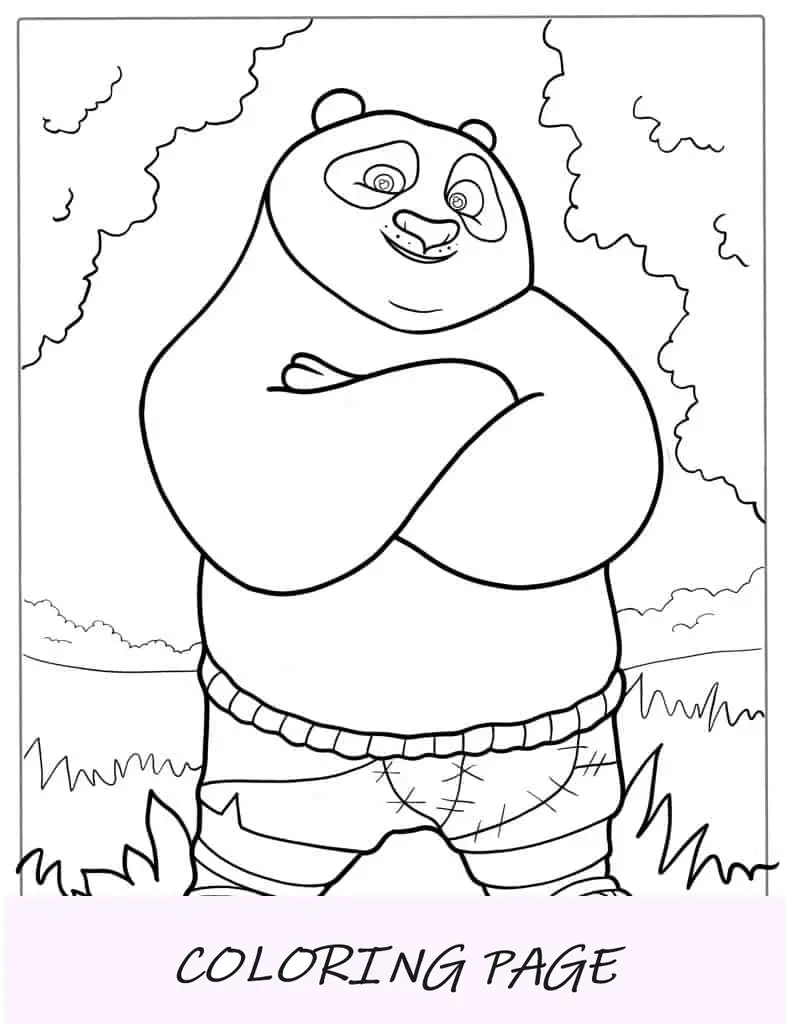 Página para colorir Po, o Panda, Inimigo Kids