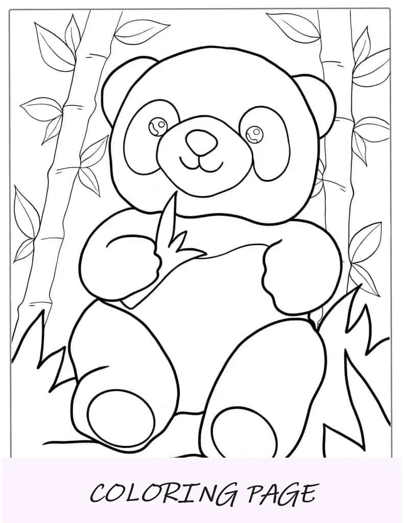 Contorno fácil de panda para colorir