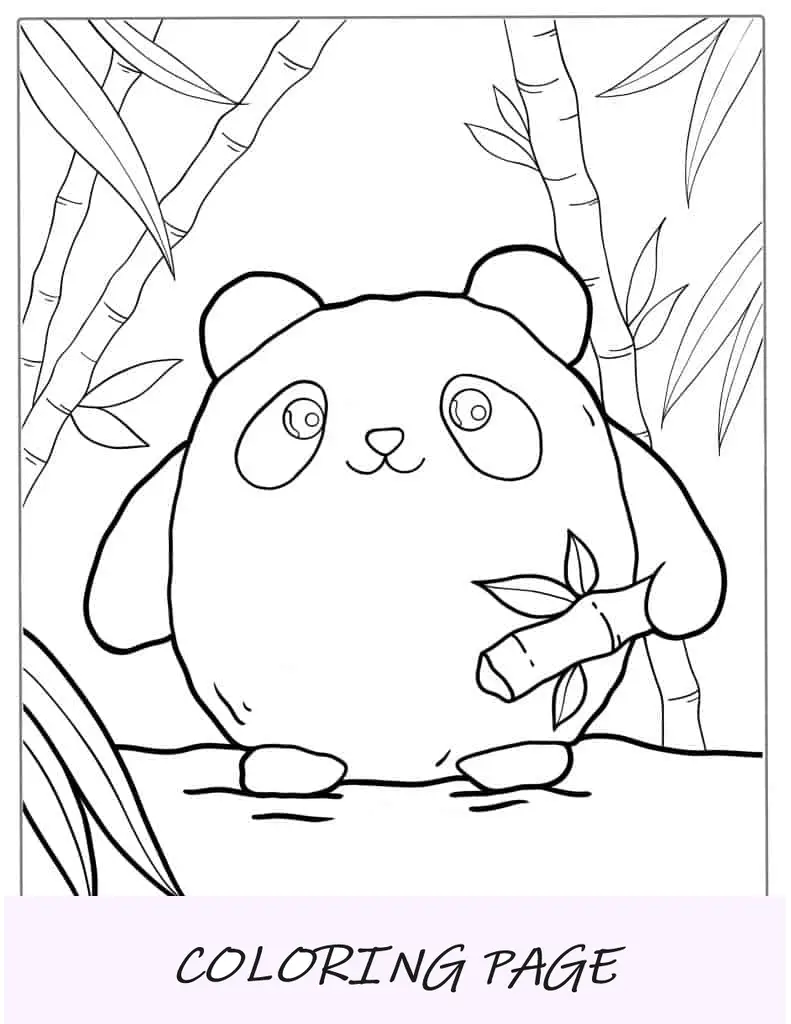 Folha para colorir de panda adorável de desenho animado