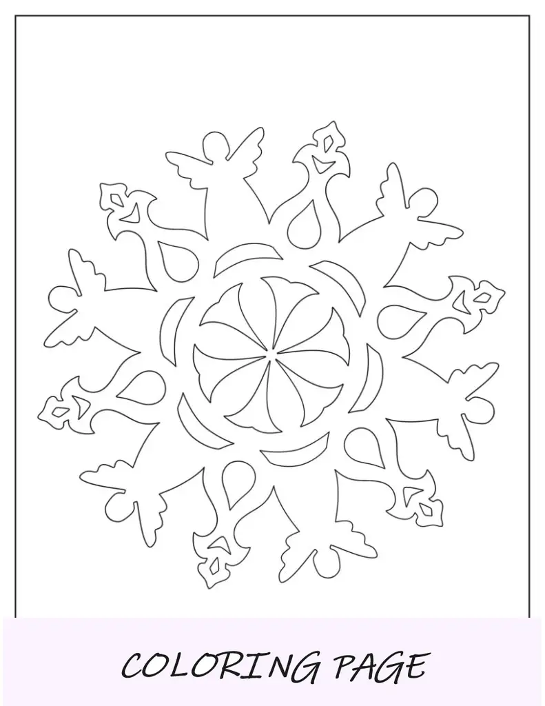 Modelo de floco de neve com padrão de anjo de meia página