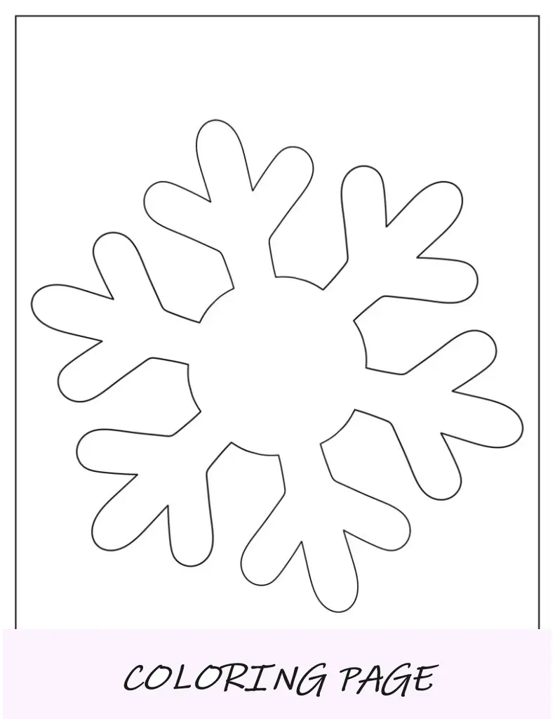 Modelo de floco de neve fofo de meia página para crianças