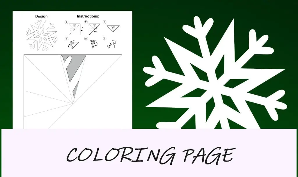 Modelo de floco de neve de papel-padrão simples para crianças em idade pré-escolar