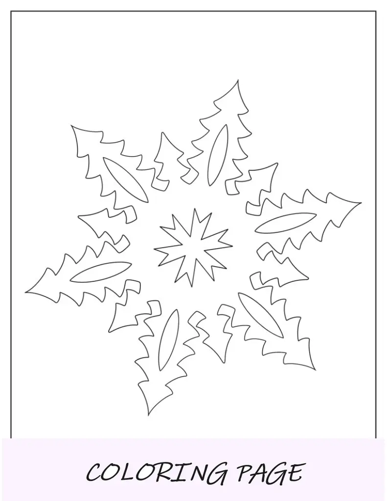 Modelo de floco de neve com borda pontiaguda de meia página