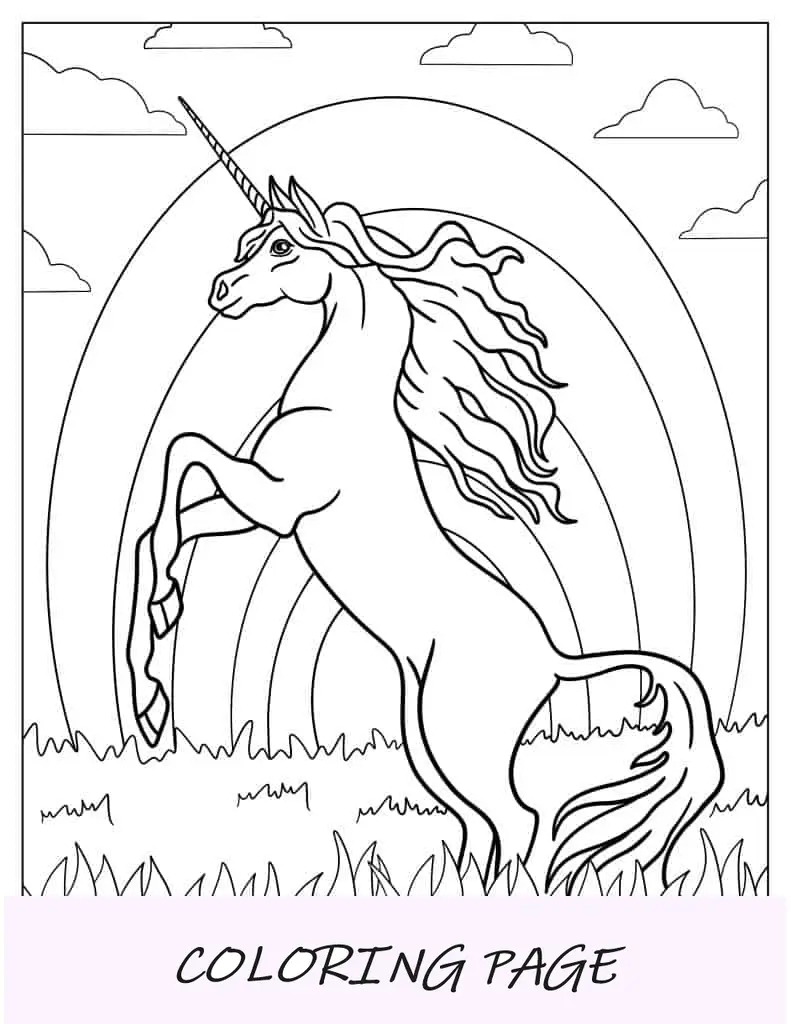 Página para colorir de unicórnio de aparência majestosa