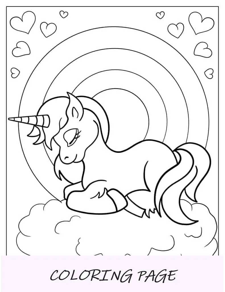 Esboço simples de um unicórnio para colorir para crianças
