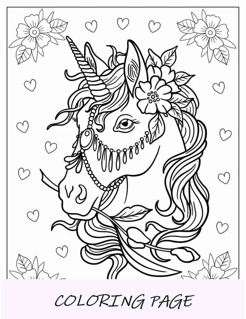 Folha para colorir de cavalo unicórnio para adultos