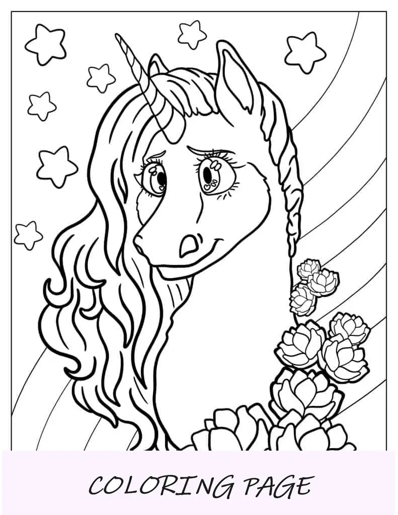 Unicórnio com olhos adoráveis com flores de lótus