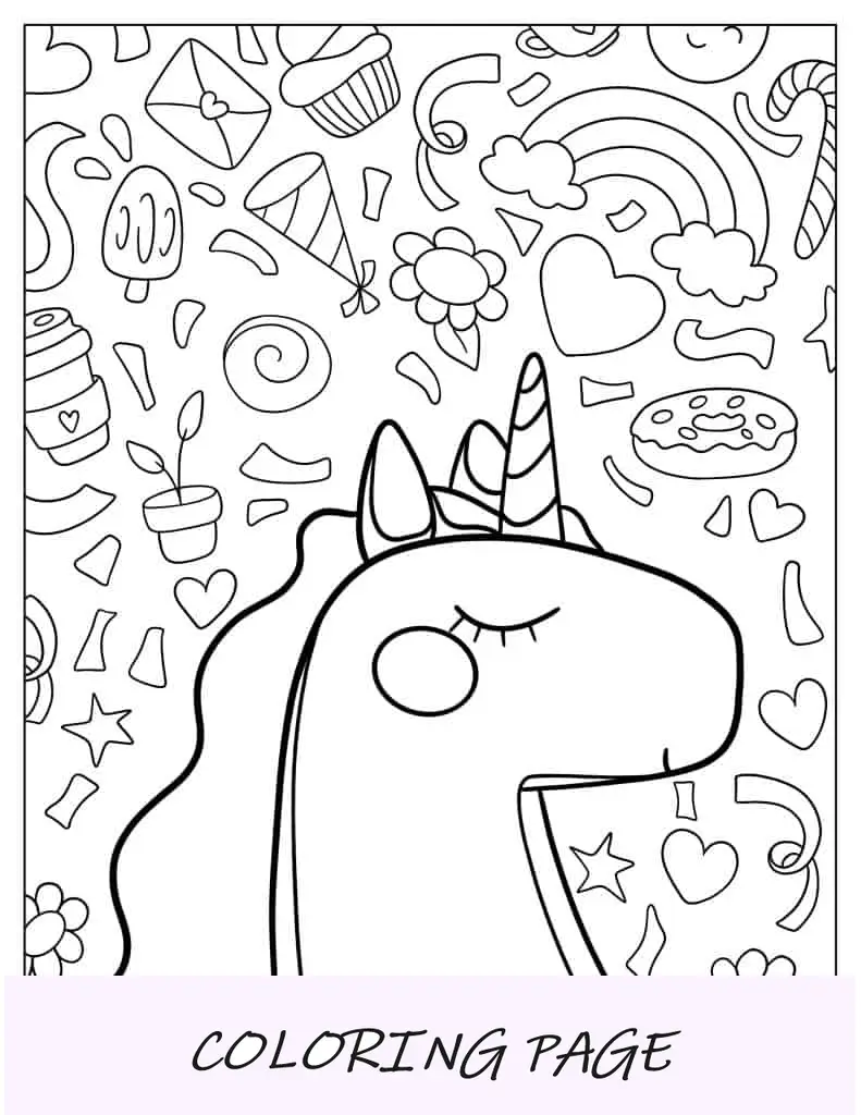Unicórnio Com Café, Sorvete, Donuts E Flores
