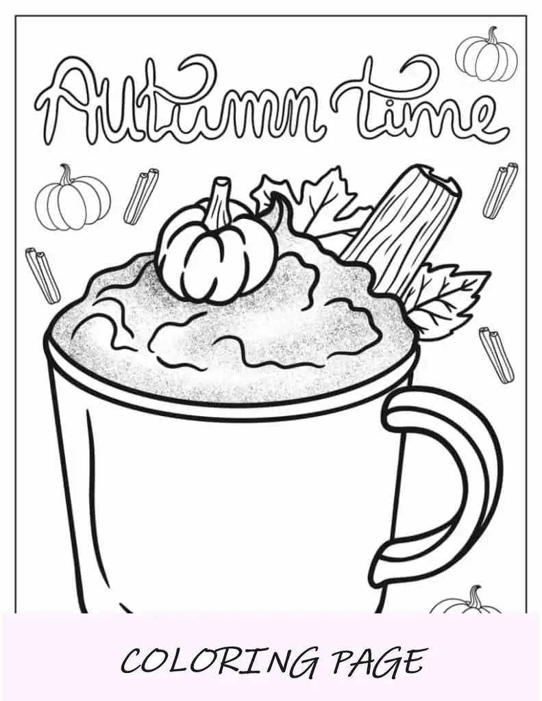 Página para colorear realista de Pumpkin Spice Latte