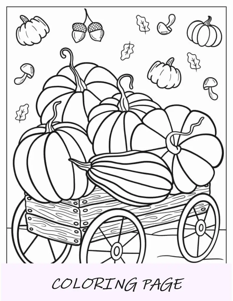 Calabazas Grandes En Un Carro Para Colorear Para Niños