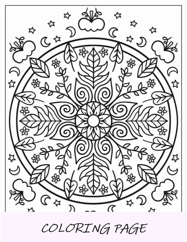 Página para colorear de mandala de otoño para niños
