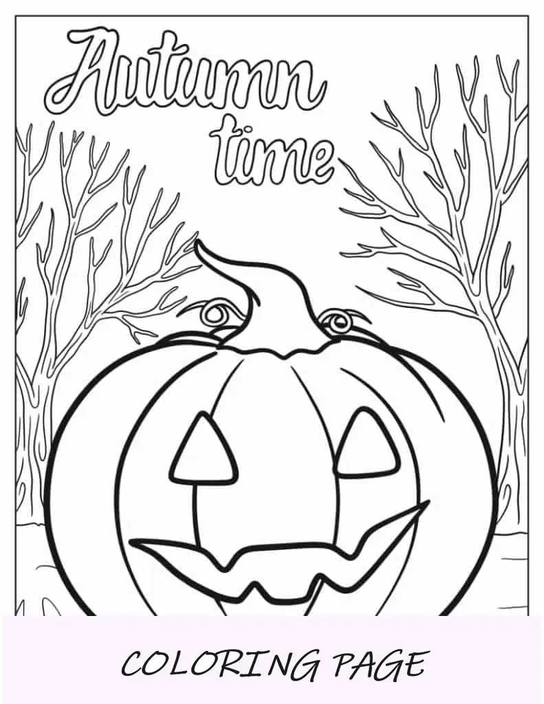 Página para colorear de Jack-O-Lantern de otoño