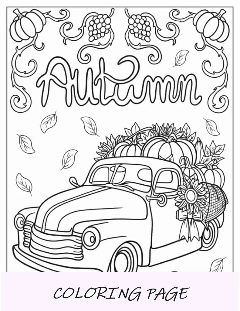 Coche Lleno De Cosecha De Calabazas Para Colorear