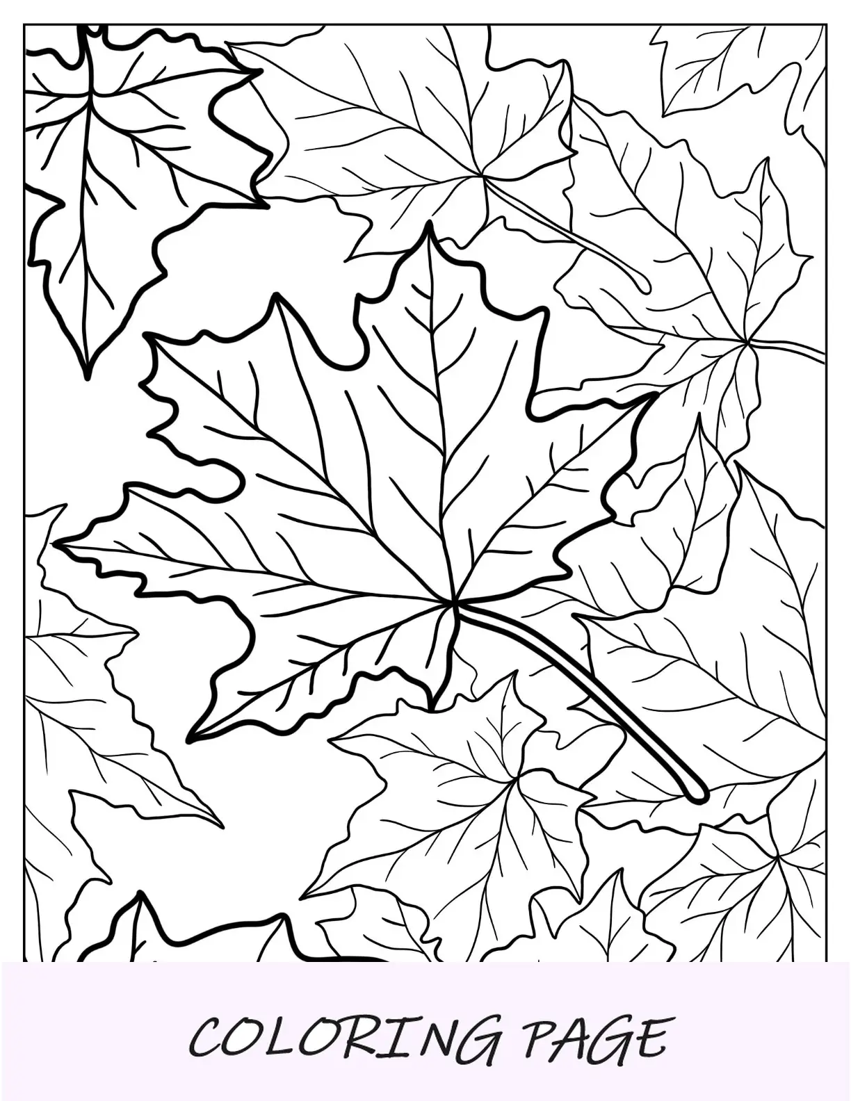 Página para colorear de otoño de hojas de arce de otoño de página completa