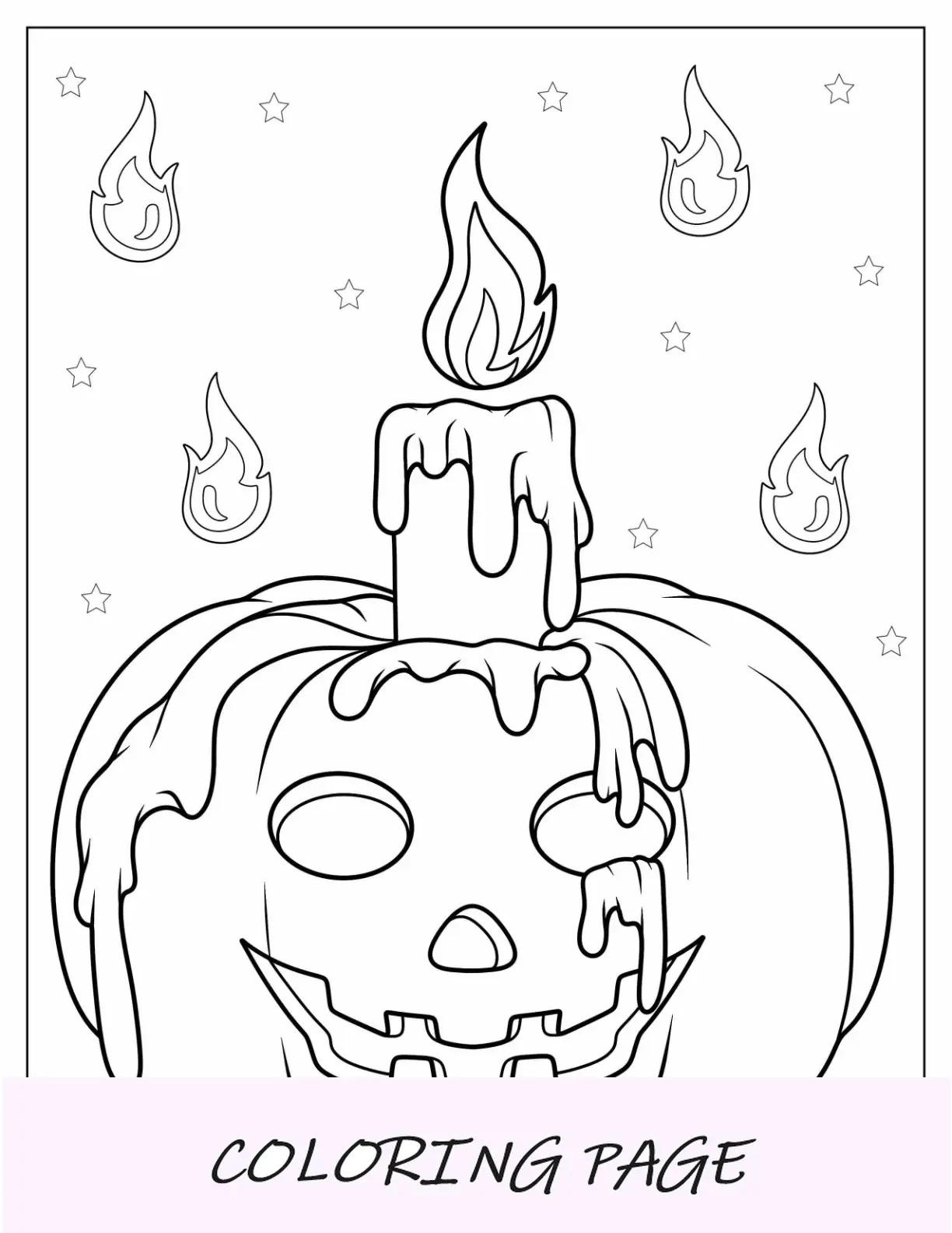 Página para colorear de otoño de vela encendida en Jack O Lantern Halloween