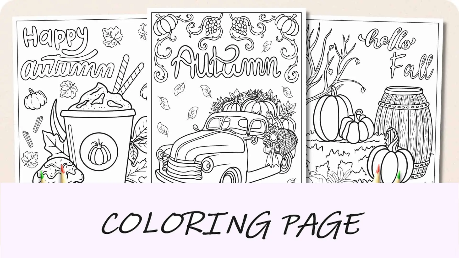 Páginas para colorear de otoño y otoño Imagen destacada