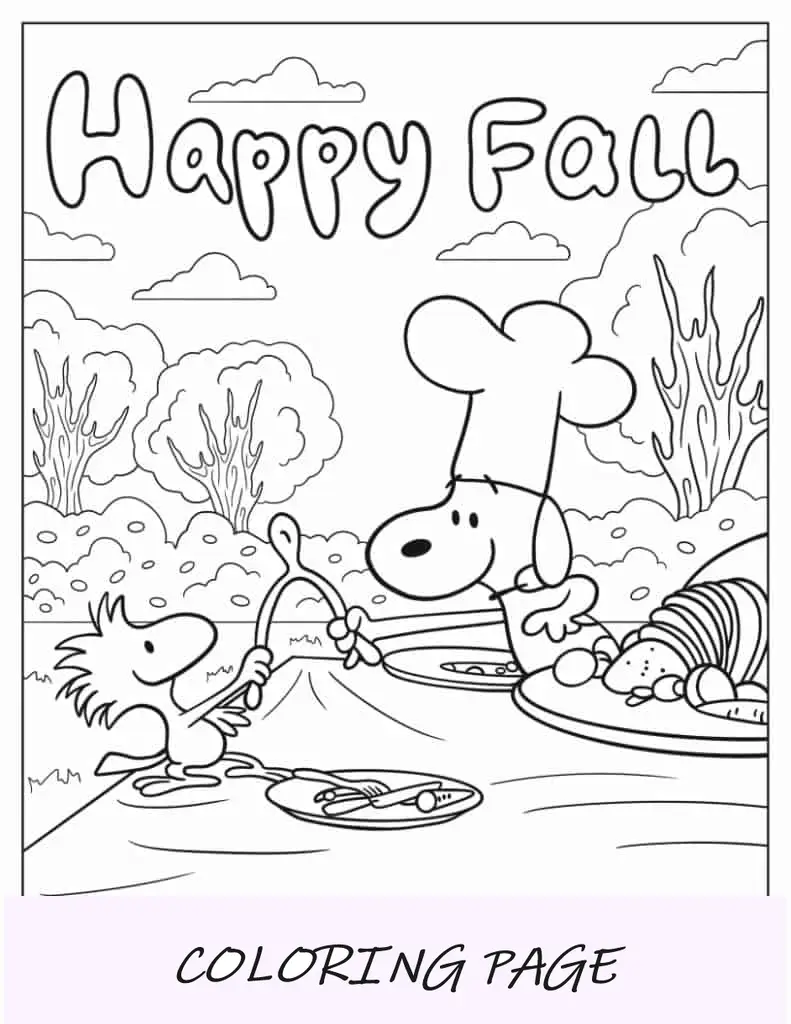 Snoopy y Woodstock feliz otoño acción de gracias