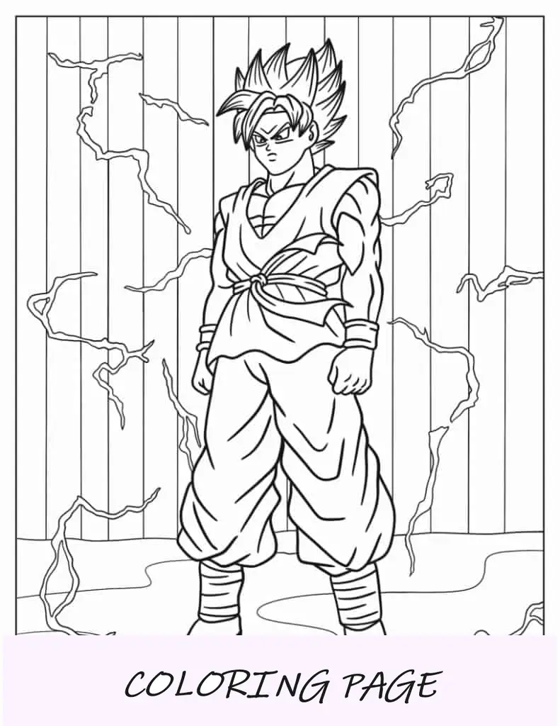 Goku Circondato Dall'elettricità Pagina Da Colorare Per Bambini