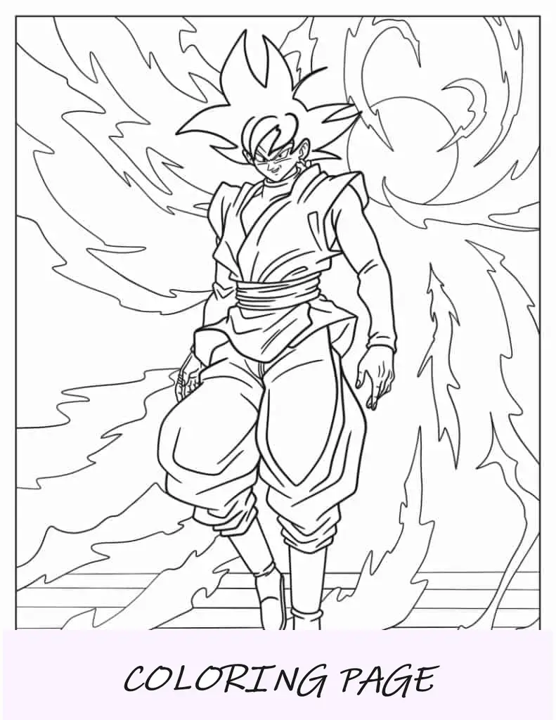 Goku che raccoglie energia da colorare