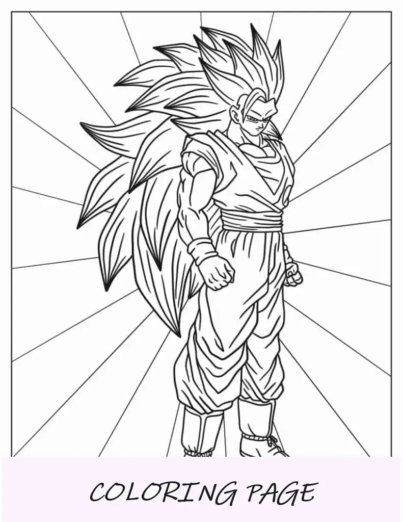 Pagina da colorare della modalità Goku Super Saiyan 3