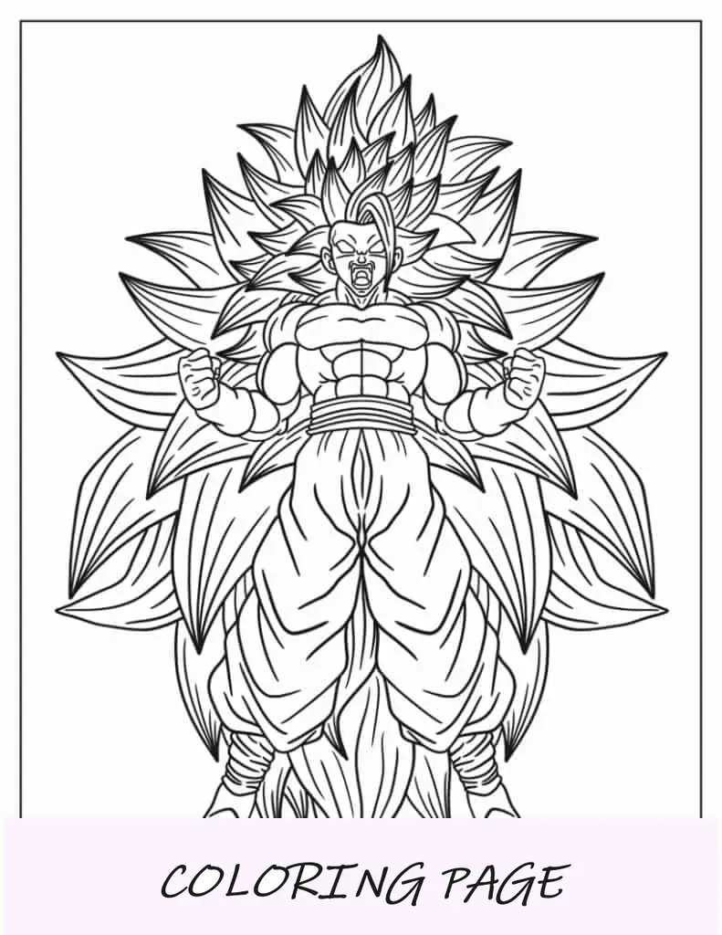 Pagina da colorare di Goku in Super Saiyan 3