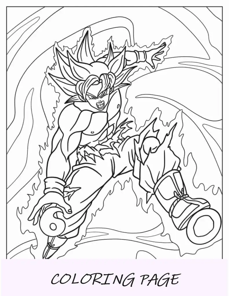 Goku si trasforma in Super Saiyan foglio da colorare