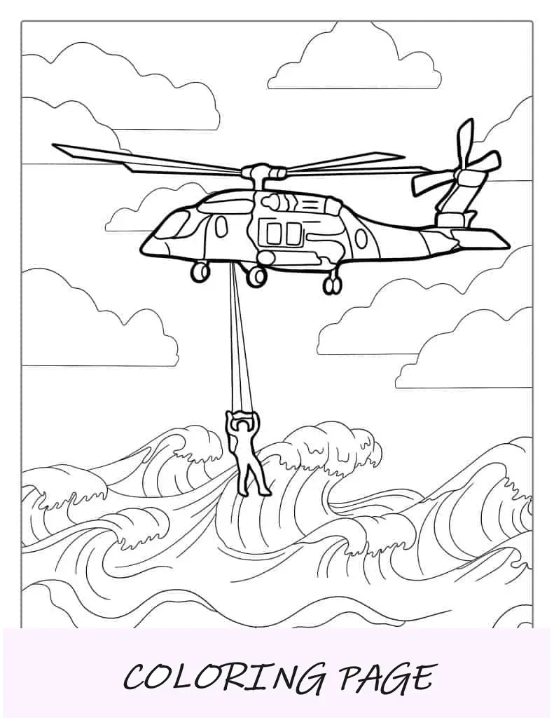 Helicóptero da Guarda Costeira resgatando nadador
