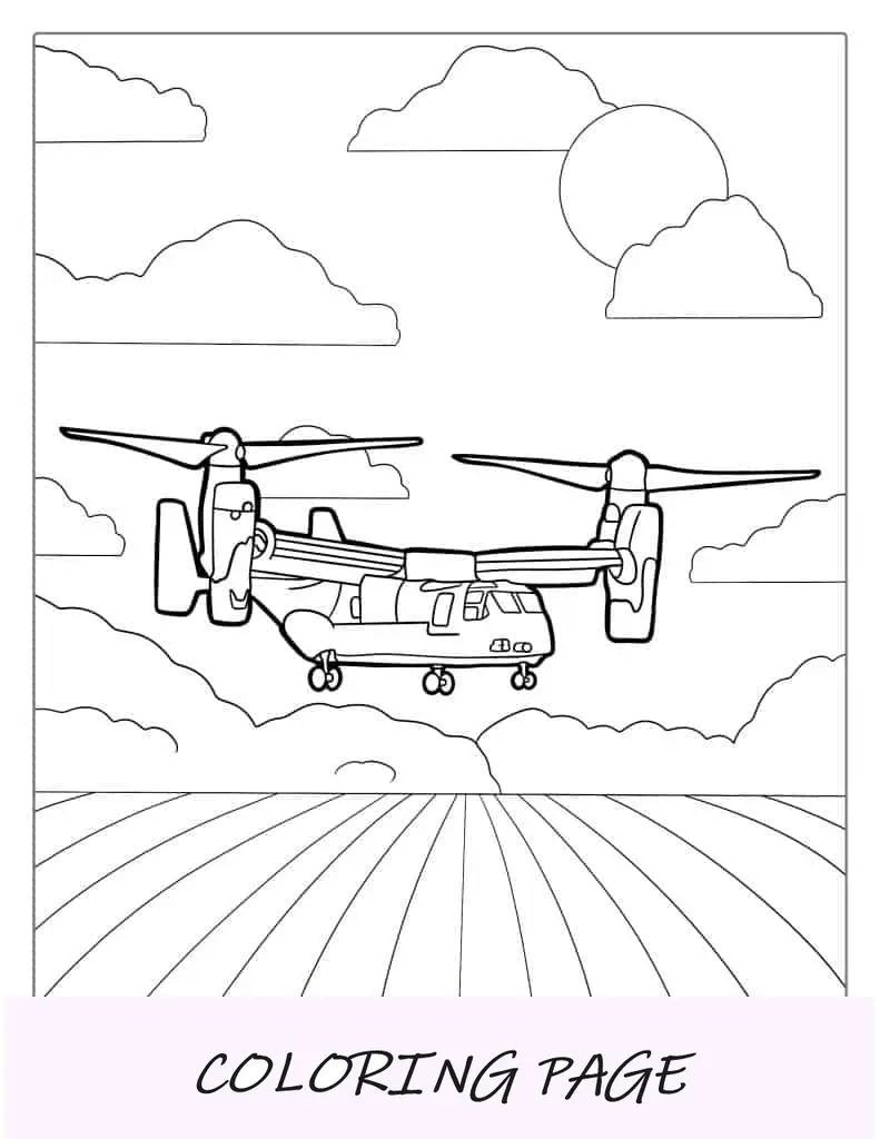 Página para colorir de helicóptero Boeing V-22