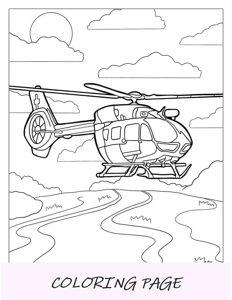 Folha para colorir do helicóptero Bell 247