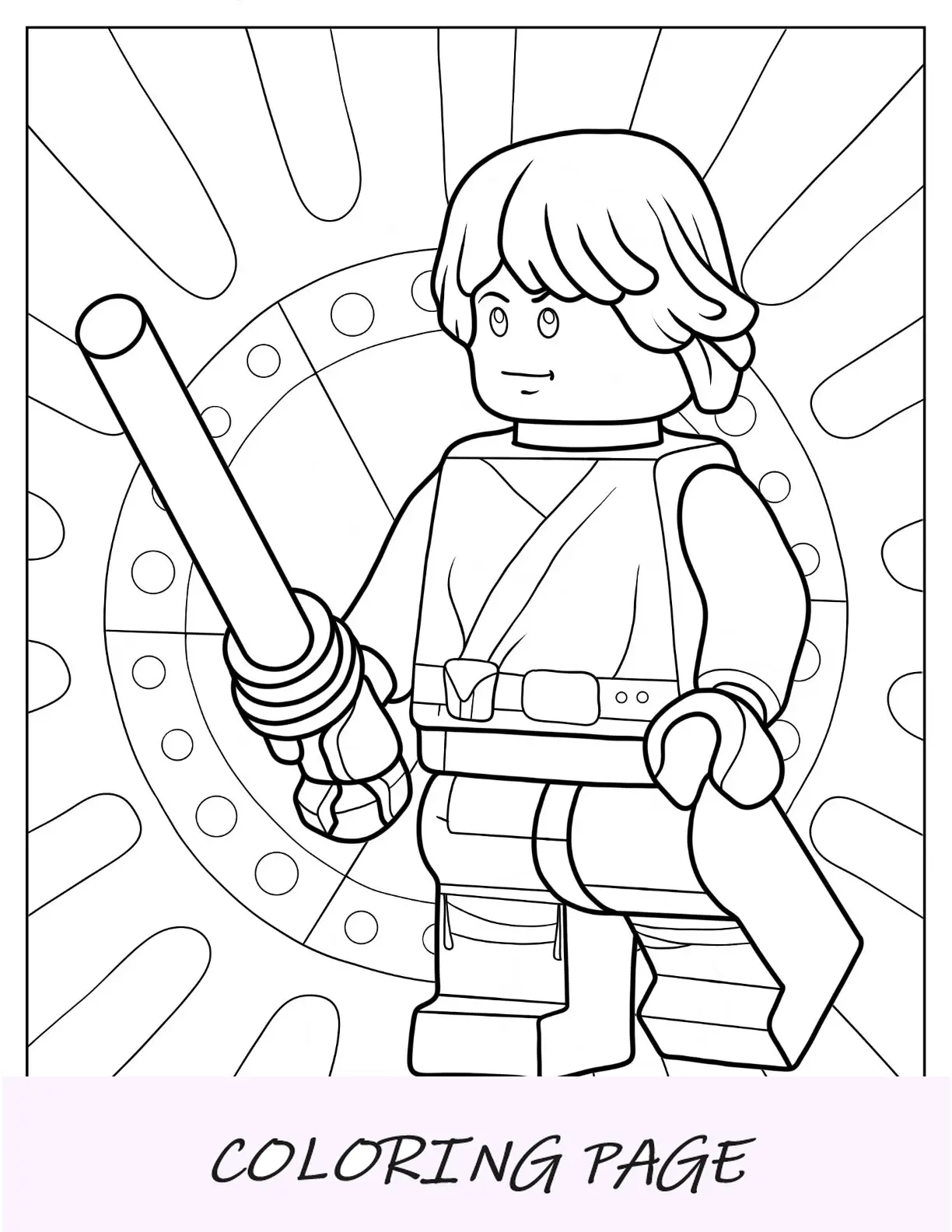 Página fácil para colorear de Lego Star Wars de Luke Skywalker