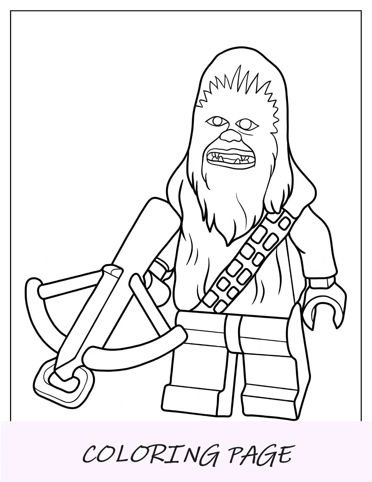 Linda página para colorear de Lego Star Wars de Chewbacca para niños en edad preescolar