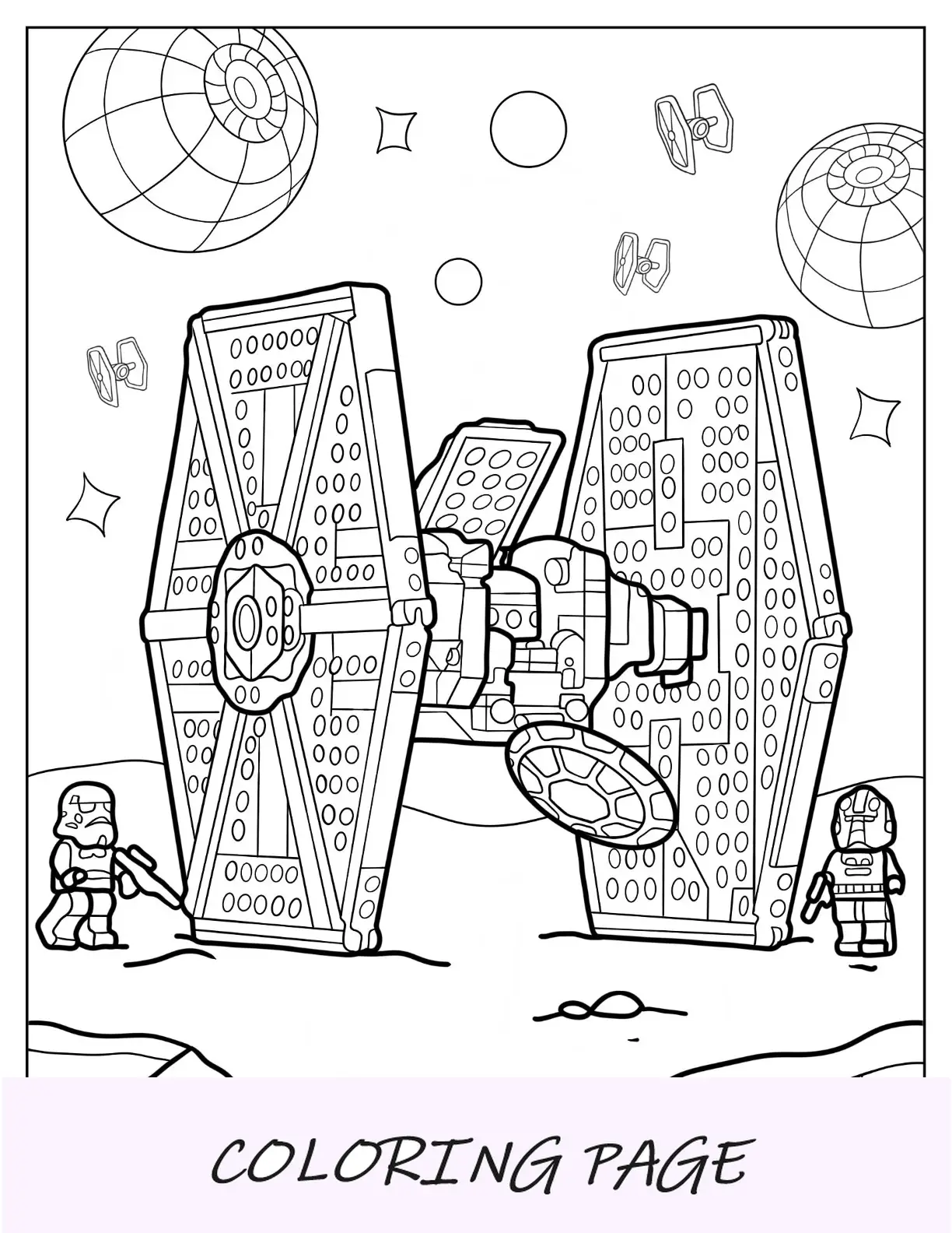 Página para colorear de Lego Star Wars del caza TIE imperial