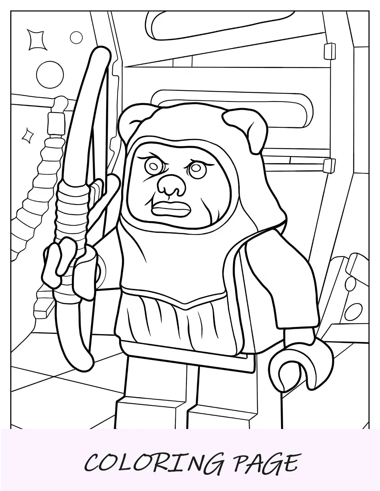Lego Star Wars Para Colorear De Ewok Con Arco Para Niños