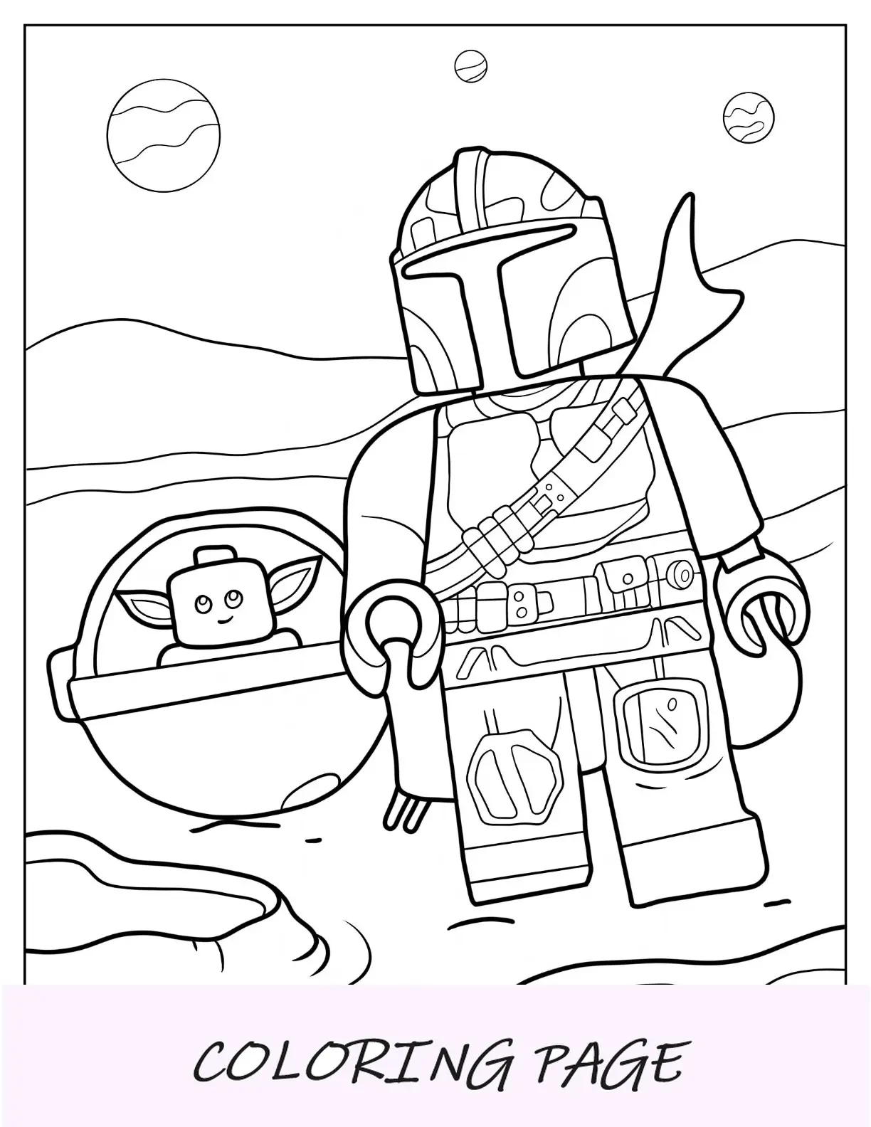 Lego Star Wars Para Colorear De Mandalorian Con Baby Yoda