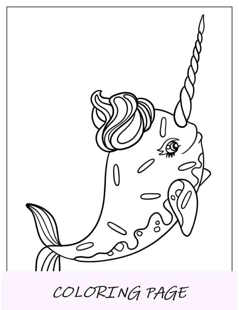 Lindo Unicornio Narval Para Colorear